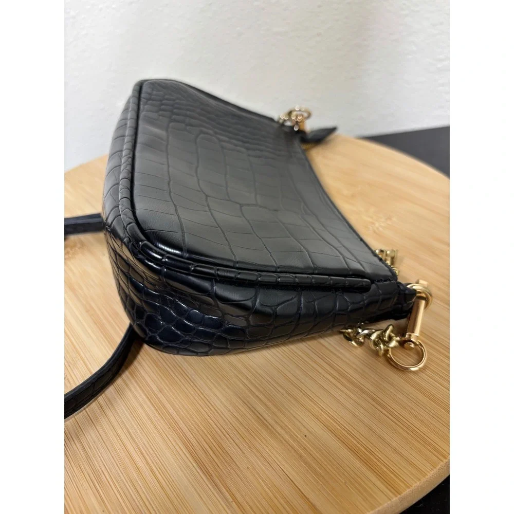 PETA + JAIN‎ Danny Cros Crossbody Bag Women Small Black Embossed Leather